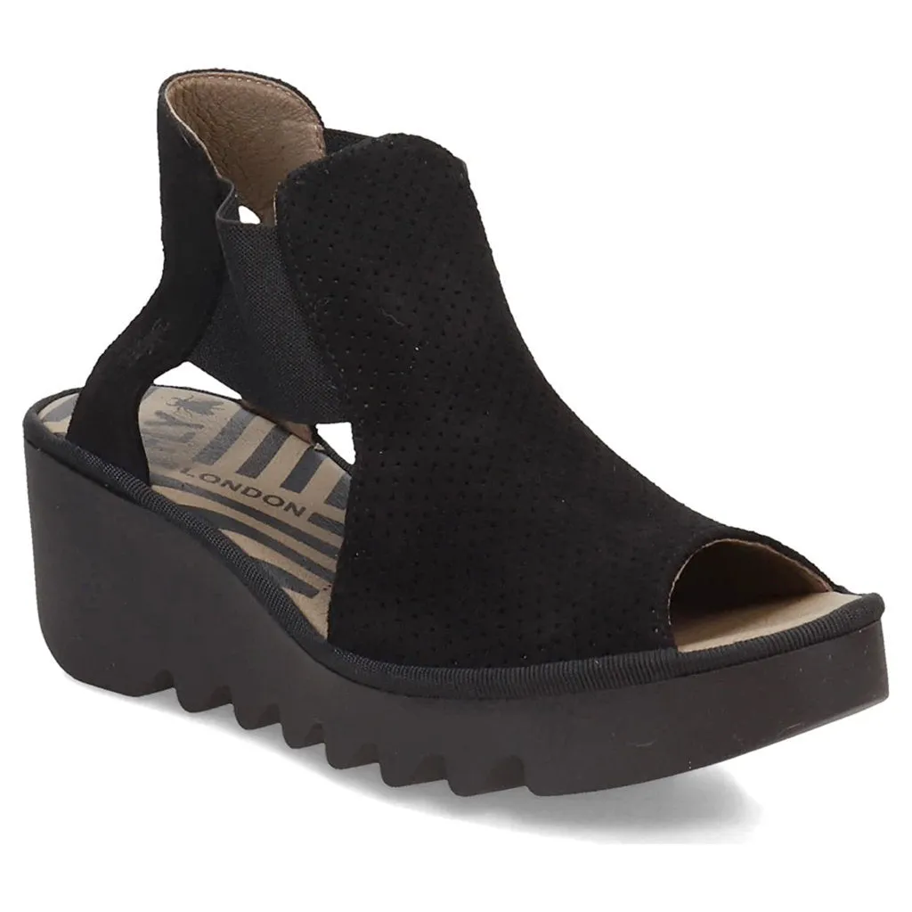 Fly London Biga412Fly Suede Women's Wedge Peep Toe Sandals